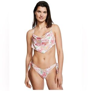Victoria's Secret Floral Butterfly 2-Pc Handkerchief Bikini Top XL Bottom M